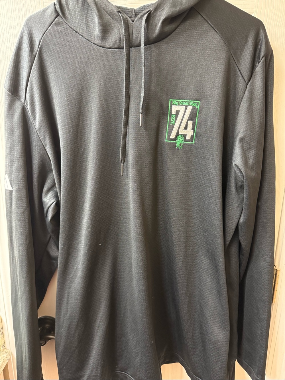 Big Green Egg adidas Black Hooded Sweatshirt with Drawstrings